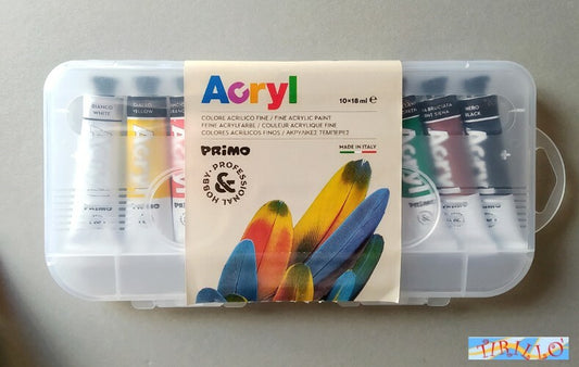 DECORAZIONE PITTURA - Astuccio da 10 colori acrilici Primo - 18 ml