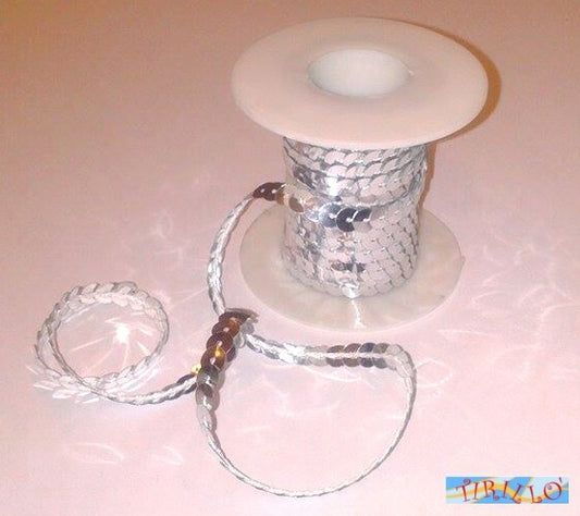 DECORAZIONE - 3 metri di nastro di paillettes 6 mm - Argento