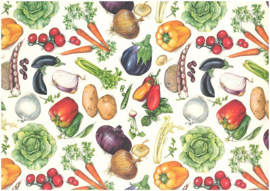 2 fogli carta découpage/cartonaggio legatoria 50x70 cm - Ortaggi