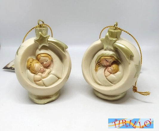 NATALE NATIVITA' - Madonna con bambino "Abbraccio nella pallina" - 2 pezzi