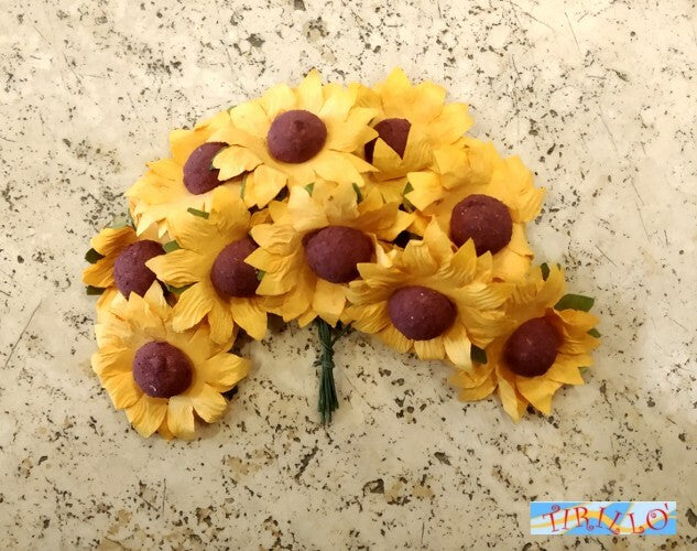 BOMBONIERE DECORAZIONI - 30 fiori di carta per bomboniere - Girasoli