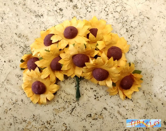 BOMBONIERE DECORAZIONI - 30 fiori di carta per bomboniere - Girasoli