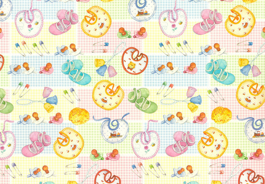 2 fogli carta découpage/cartonaggio legatoria 50x70 cm - Neonato