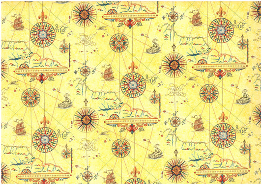 2 fogli carta découpage/cartonaggio legatoria 50x70 cm - Nautica