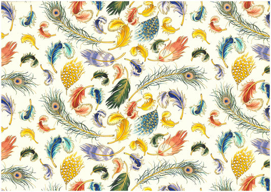 2 fogli carta découpage/cartonaggio legatoria 50x70 cm - Piume