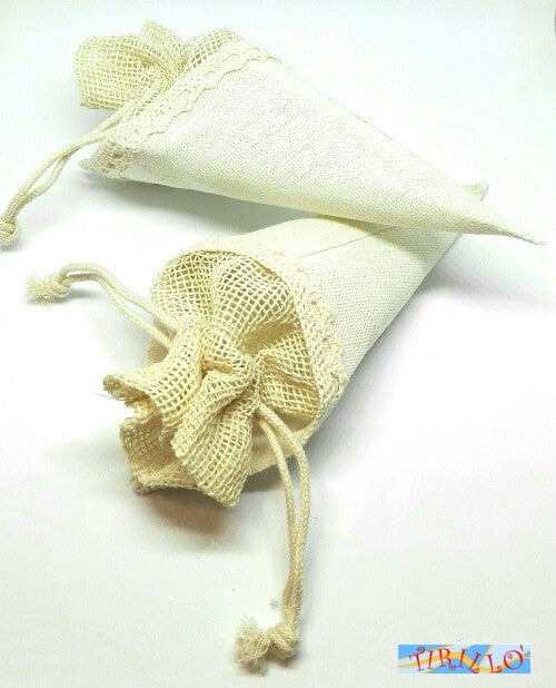 MATRIMONIO DECORAZIONI -4 coni porta riso matrimonio 15 cm - Juta naturale