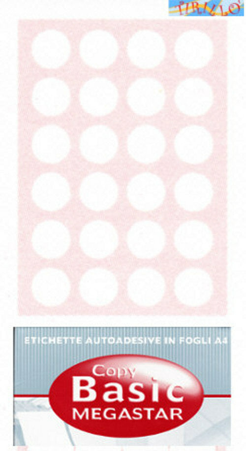 CARTOLERIA UFFICIO - Pacco 100 fogli etichette autoadesive rotonde bianche 4 cm