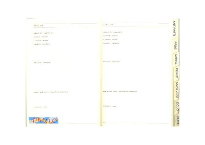 LEGATORIA CARTONAGGIO -  Interno di ricettario rubricato - cm 21x14,5