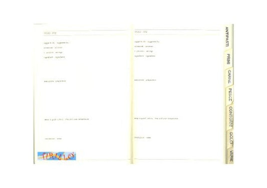 LEGATORIA CARTONAGGIO -  Interno di ricettario rubricato - cm 21x14,5