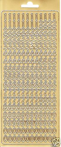 SCRAPBOOKING - 2 fogli adesivi decorativi - numeri oro