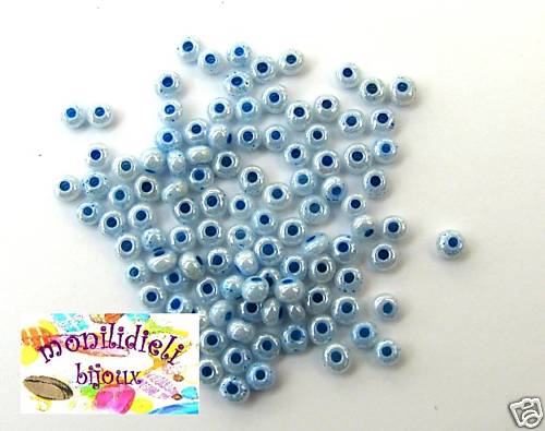 BIGIOTTERIA PERLINE - Conteria di vetro 3 mm - azzurro