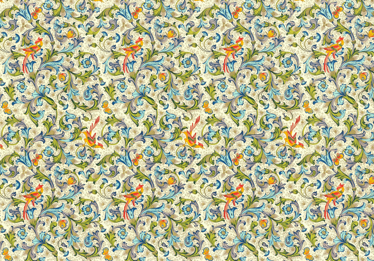 2 fogli carta découpage/cartonaggio legatoria50x70cm-Fiorentina uccelli farfalle