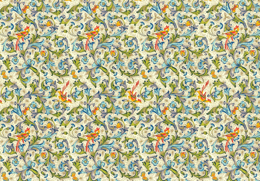 2 fogli carta découpage/cartonaggio legatoria50x70cm-Fiorentina uccelli farfalle