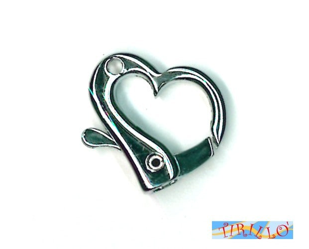 BIGIOTTERIA - 2 chiusure moschettone a cuore per collana o bracciale 2 cm