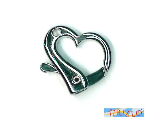 BIGIOTTERIA - 2 chiusure moschettone a cuore per collana o bracciale 2 cm