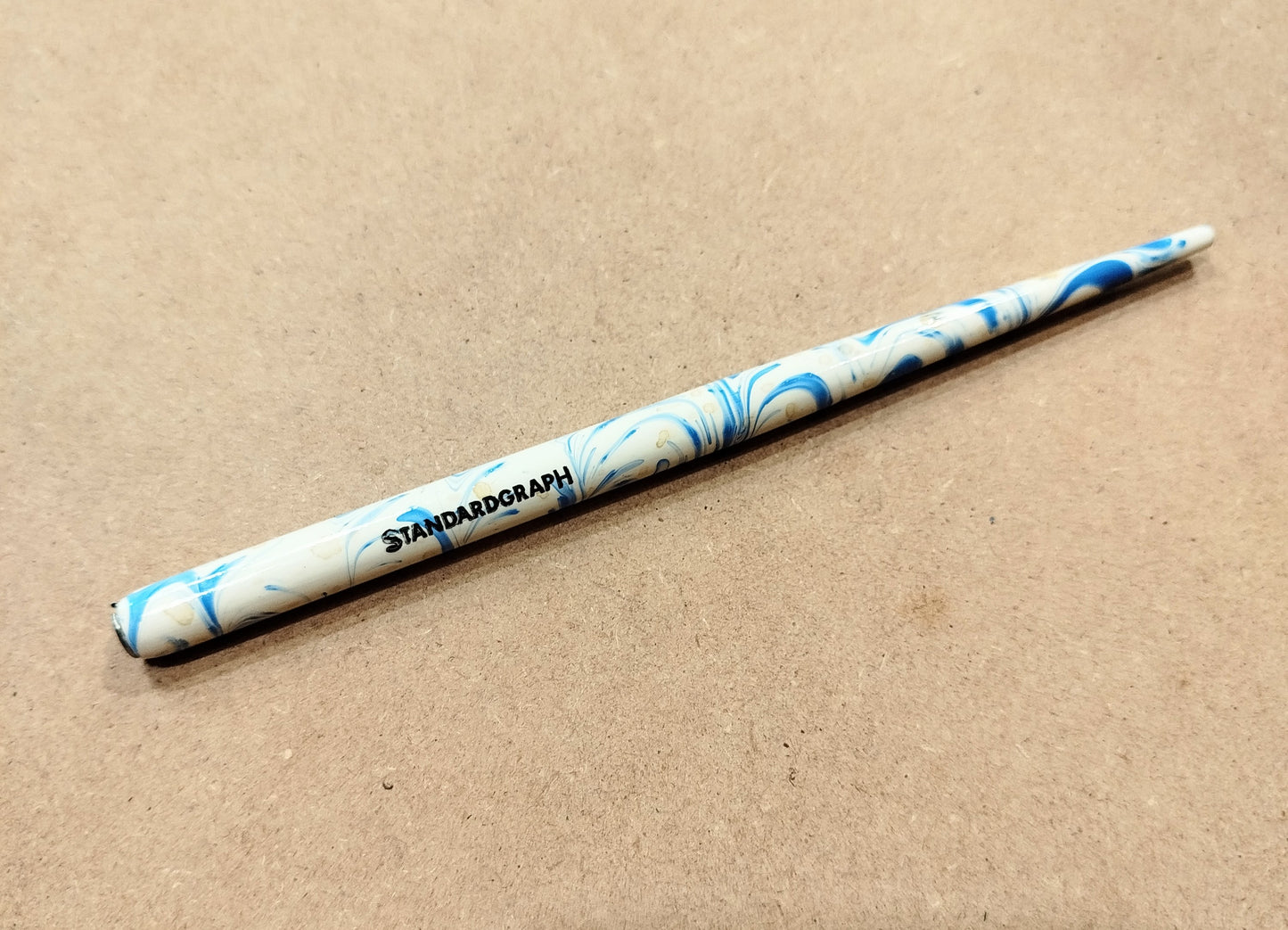 CALLIGRAFIA - Portapennino cannuccia in legno per calligrafia - Marmorizzato blu