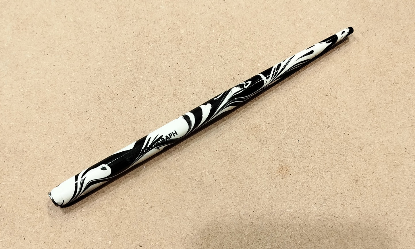 CALLIGRAFIA - Porta pennino cannuccia legno per calligrafia - Marmorizzato nero