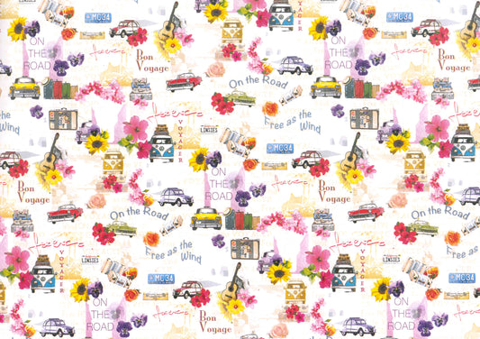 2 fogli carta legatoria découpage e cartonaggio 50x70 cm - On the road