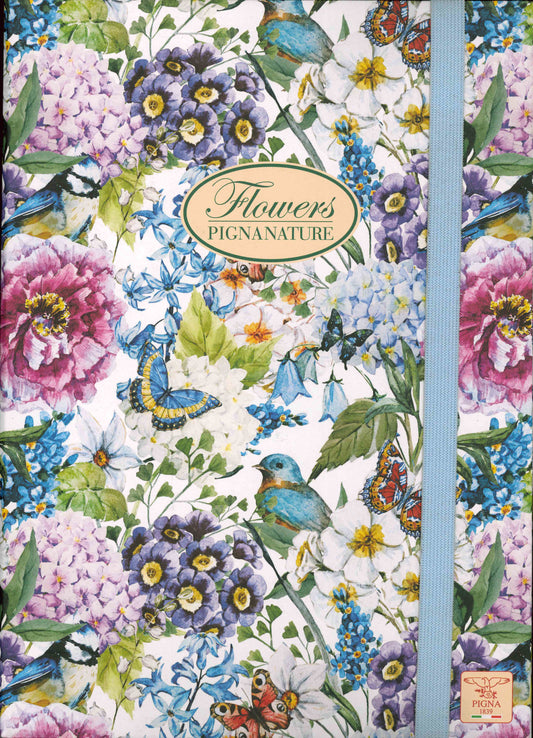 Maxi raccoglitore cartellina elastico Pigna Flowers 7 cm - 24x34 cm - Fiori, farfalle, uccellini