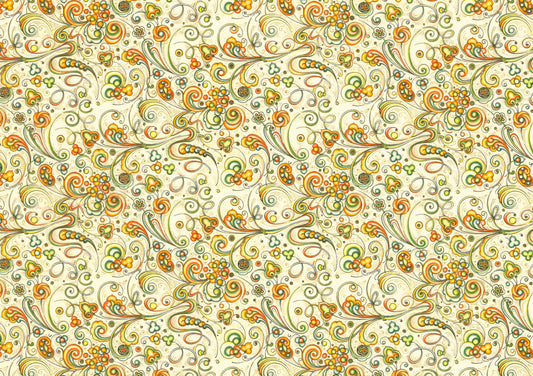 2 fogli carta legatoria découpage e cartonaggio 50x70 cm - Floreale astratto