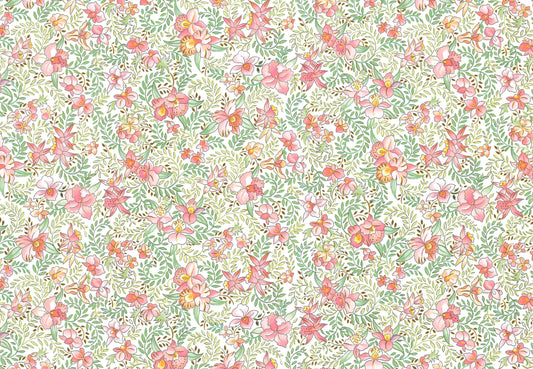 2 fogli carta legatoria découpage e cartonaggio 50x70 cm - Floreale rosa